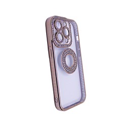 Capa de Silicone Suave com Design de Diamante para Apple iPhone 14 Pro Max Dourado Capa de Silicone Suave com Design de Diamante para Apple iPhone 14 Pro Max Dourado